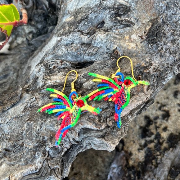 COPY - NWT Handmade Embroidered Multicolored Faith Lace CUSTOM Earrings - Picture 4 of 5